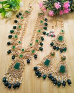 Silver Mirror Bridal Jewellery Set – Full Necklace, Earrings & Tikka