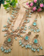 Silver Mirror Bridal Jewellery Set – Full Necklace, Earrings & Tikka - Image 4