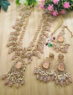 Silver Mirror Bridal Jewellery Set – Full Necklace, Earrings & Tikka - Image 3