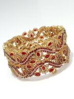 Royal Antique Gold Plated Bangles with Multicolor Stones - Image 10
