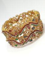 Royal Antique Gold Plated Bangles with Multicolor Stones - Image 7