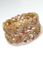 Royal Antique Gold Plated Bangles with Multicolor Stones - Image 5