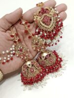 Luxury Golden Pearl Jhumka Earrings – Traditional Bridal Jewelry Set - Image 6