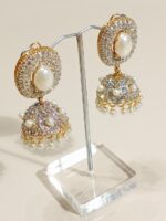Royal Black Stone Jhumka Earrings - Image 7
