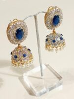 Royal Black Stone Jhumka Earrings - Image 6