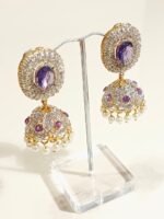 Royal Black Stone Jhumka Earrings - Image 2