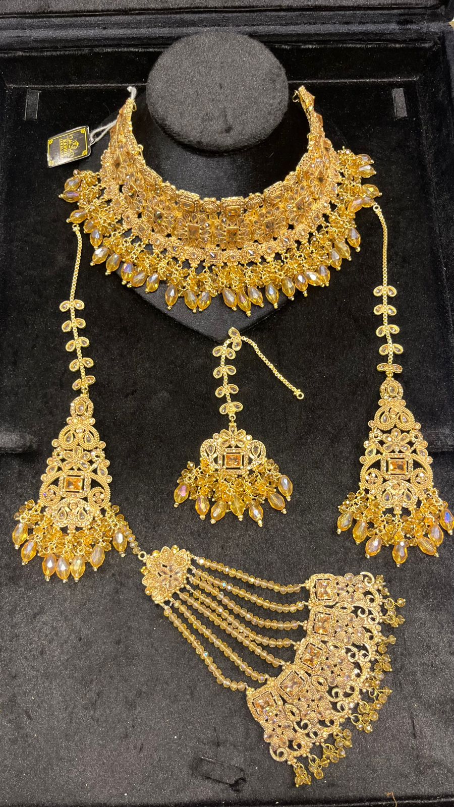 WhatsApp Image 2025-11-06 at 5.08.14 PM Golden Colour Set with Green Beads - Image 1