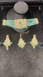 Handmade Traditional Kundan Choker Jewelry Set – Baby Pink Edition - Image 3