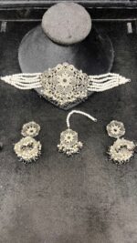 Elegant Beaded Choker Set with Stone Work and Pearl Drops