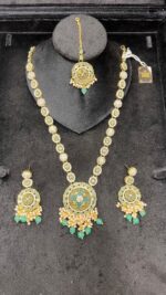 Mala Set with Green Beads – Traditional Party Wear - Image 5