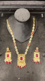 Silver Polished Mala Set with Green Accents - Image 2