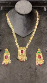 Silver Polished Mala Set with Green Accents - Image 8