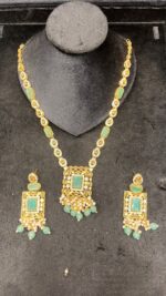 Silver Polished Mala Set with Green Accents - Image 3