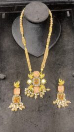 Turkish Style Silver Mirror Pendant Mala Set with Pearls - Image 3