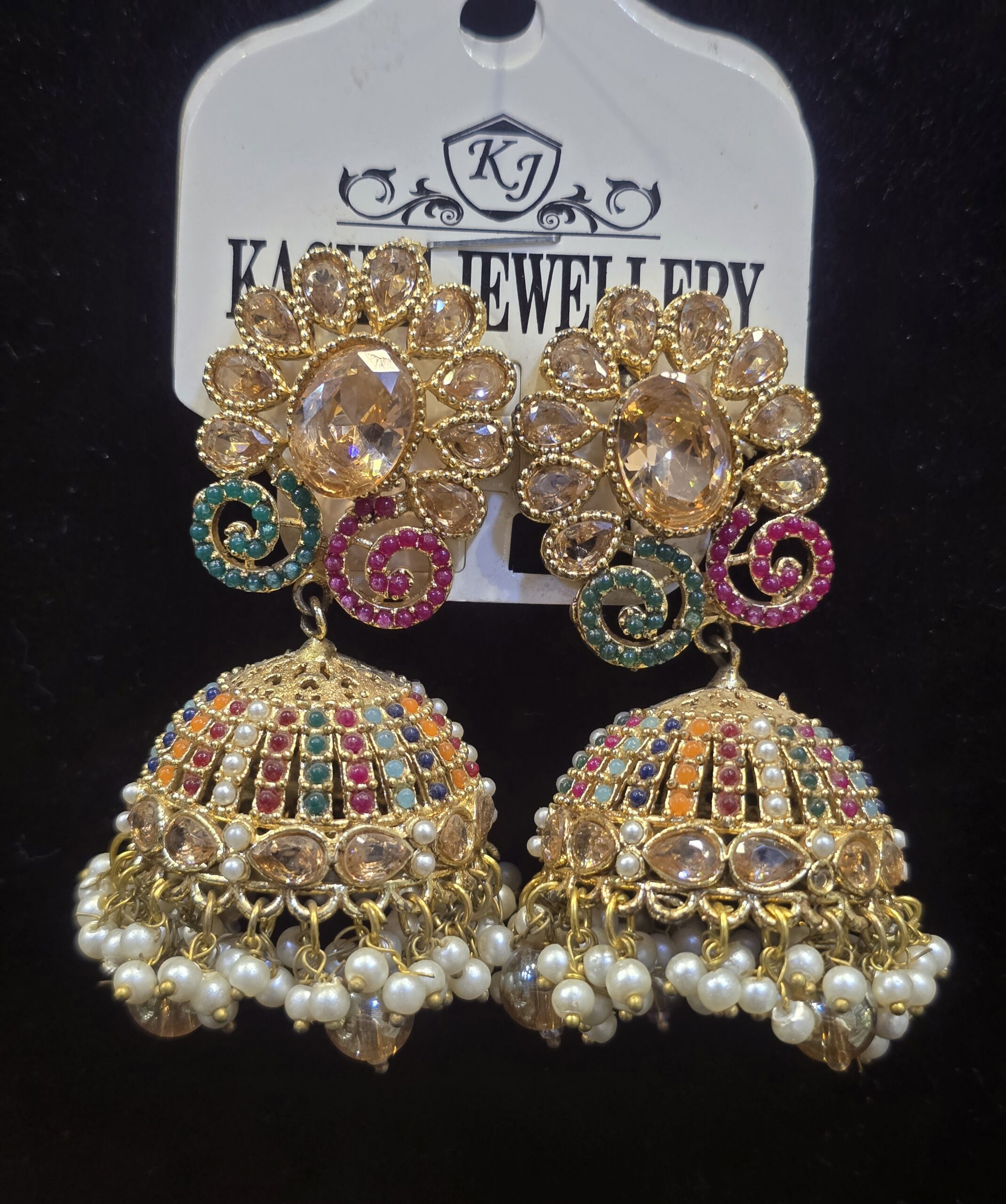 20260616_132813.jpg Royal Pearl Jhumka Earrings - Image 1